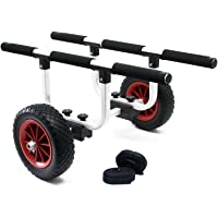 Carrito para transporte de kayak y canoa- aluminio 90kg con ruedas-PU Ø26cm &amp- ancho ajustable